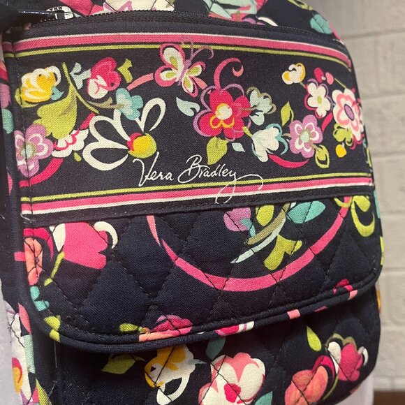 Vera Bradley Navy Blue and Pink Floral Mini Hipster Bag - Picture 3 of 10